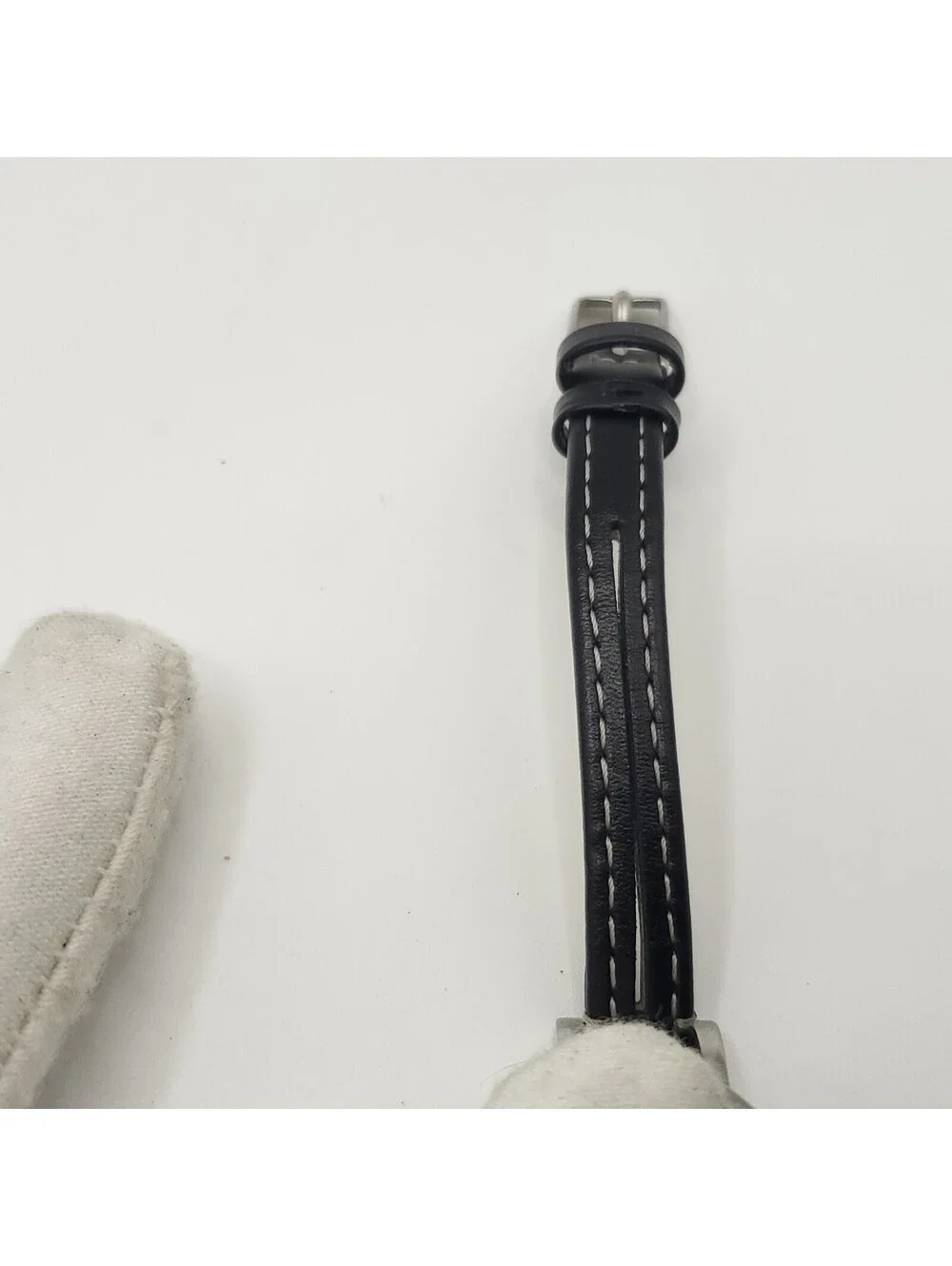 Timex Quartz Silver Tone Womens Watch 23mm Black Leather Band New Battery